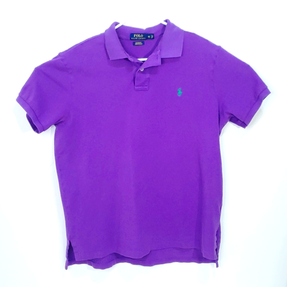 Polo Ralph Lauren Custom Fit Stretch Mesh Polo Shirt Mens Sz Med Purple Green